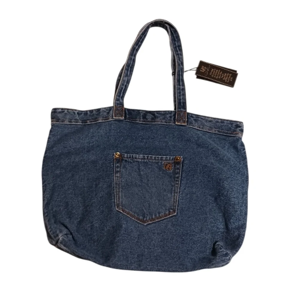 DG2 Flower Embroidered Denin Tote - Picture 3 of 7